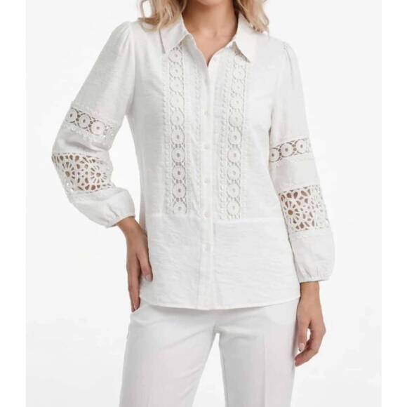 HESTER & ORCHARD Tops - NEW HESTER & ORCHARD crochet lace collared blouse in white